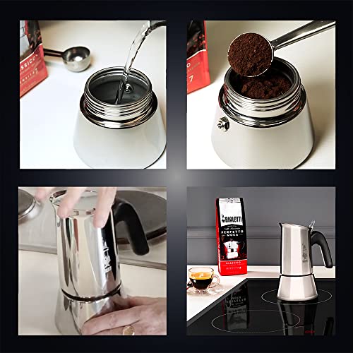 Bialetti - Musa de Inducción, Cafetera Italiana para Espressos de acero inoxidable, adecuado para todo tipo de Placas, 1 Taza de café (60 Ml), Plateada