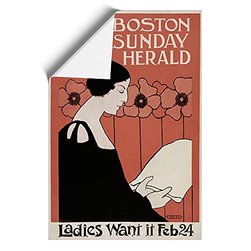 Big Box Art Póster de Ethel Reed The Boston Sunday Herald de Ethel Reed sin marco, A2 (59,4 x 42 cm), rojo, beige, negro