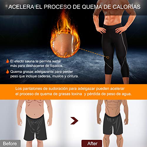 Bingrong Pantalones para Hombre Pantalón de Sudoración Pantalones de Neopreno para Ejercicio para Deportivo(Negro, 3XL)