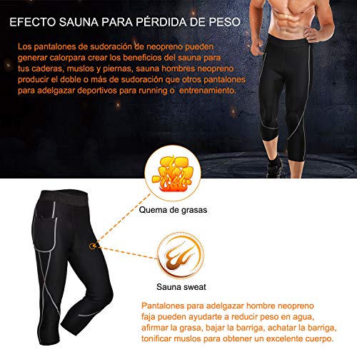 Bingrong Pantalones para Hombre Pantalón de Sudoración Pantalones de Neopreno para Ejercicio para Deportivo(Negro, 3XL)