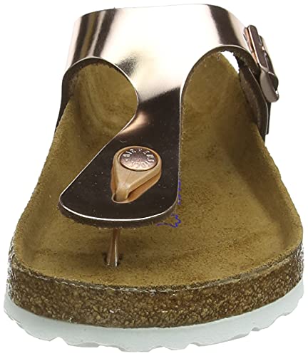 Birkenstock Classic Gizeh SFB Leather, Chanclas Mujer, Marrón (Metallic Copper Metallic Copper), 37 EU