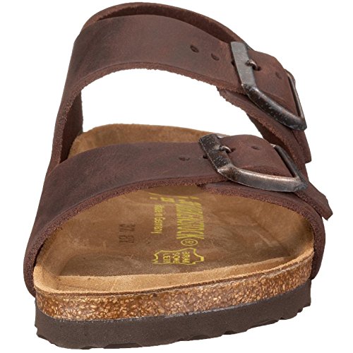 Birkenstock Milano Cuero engrasado Ancho, Sandalias con Correa de Tobillo Unisex Adulto, Habana Estrecha, 42 EU