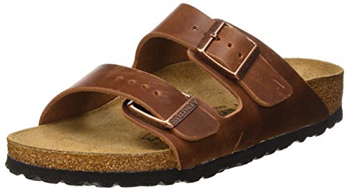 Birkenstock Sandales Arizona Cuir Gras Antique Brown, Sandalia Unisex Adulto, 38 EU Étroit