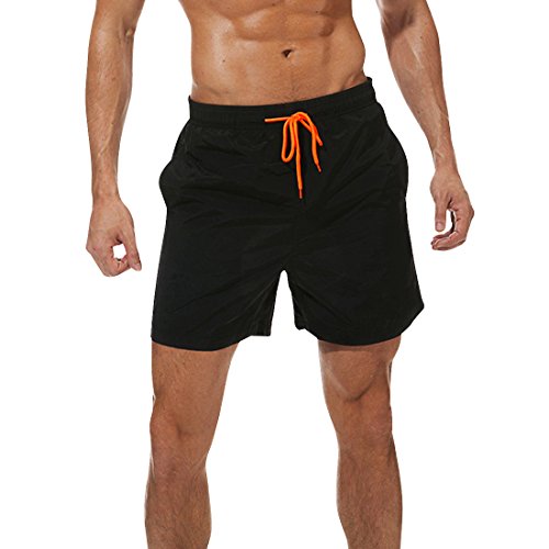 (Black, XXX-Large) - Men's Beach Shorts Quick Dry Waterproof Sports Shorts Bathing Suit Swim Trunks