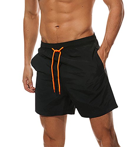 (Black, XXX-Large) - Men's Beach Shorts Quick Dry Waterproof Sports Shorts Bathing Suit Swim Trunks