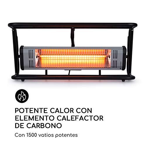 Blumfeldt Team Mate - Radiador de infrarrojos, Exterior, Potencia 1500 W, IR ComfortHeat, Protección IP34, Asa transporte, Enrollacable, Rejilla antivuelco, Acero con recubrimiento de polvo, Negro