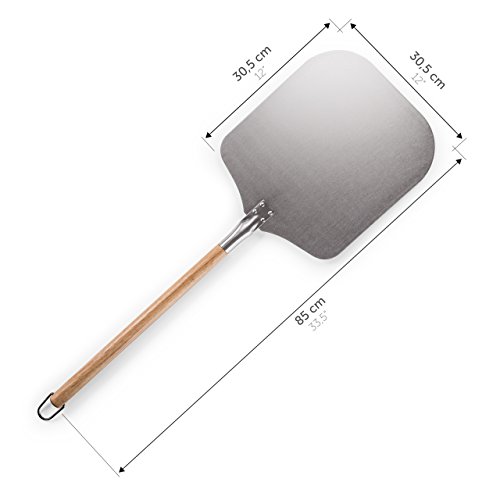 Blumtal Pala para Pizza - Pala de Aluminio de tamaño Grande de 30,5 cm x 30,5 cm y Mango de Madera de 85 cm