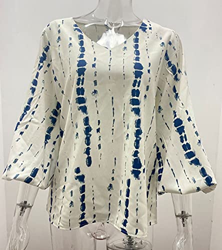 Blusas Mujer Leopardo Verano Blusa Manga Larga Escote V Mujer Camisas Camisa Mujer Tallas Grandes Blusa Flores Elegante Señora Talla Grande Blusas de Mujer Elegantes Largas Casual Anchas Blanco XL