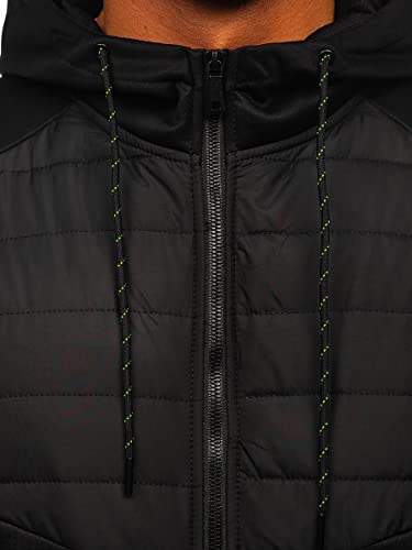 BOLF Hombre Chaqueta Deportiva Cortavientos con Capucha Cierre de Cremallera Cazadora Ropa de Abrigo Plumas Bomber Fitness Outdoor Básico Estilo Deportivo KS2149 Negro XXL [4D4]