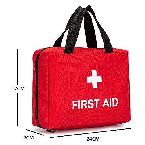 Bolsa de primeros auxilios con cremallera vacía bolsa de rescate de viaje de primera respuesta organizador de medicina para emergencias (solo bolsa) (rojo)