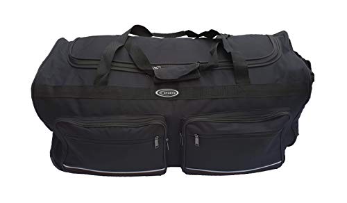 Bolsa de Viaje Blanda Deportes Maleta Trolley Grande con Ruedas. Talla L-100L, XL-115L, XXL-150L, XXXL-200L. Negro y Azul (Negro, 115L)