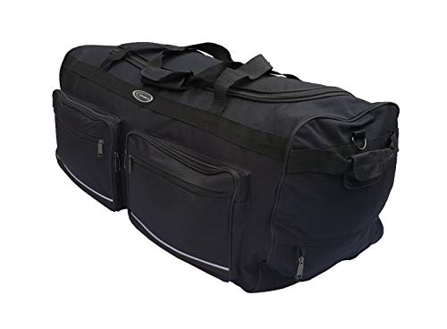 Bolsa de Viaje Blanda Deportes Maleta Trolley Grande con Ruedas. Talla L-100L, XL-115L, XXL-150L, XXXL-200L. Negro y Azul (Negro, 115L)