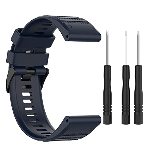 BoLuo Reloj Correa para Garmin Fenix 6X,26mm Bandas Correa Correas Silicona Bracelet Brazalete Strap para Garmin Fenix 5X Plus/Fenix 5X/Fenix 6X Pro/Fenix 3 Sapphire/Fenix 3/Garmin Endure (azul)