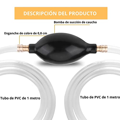 Bomba Manual de Combustible, Bomba Manual Liquidos para trasvase gasoil, Gasolina, Aceite, Agua.Bomba de trasvase de gasoil, Bomba de sifon con 2 mangueras