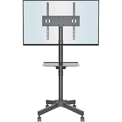 BONTEC Soporte TV Ruedas Soporte TV Móvil para Televisor de Plasma/LCD/LED de 23 a 55 Pulgadas, Soporte TV con Estante para Portátil, Altura Ajustable con Ruedas de hasta 25 kg, Máx. VESA 400 x 400 mm