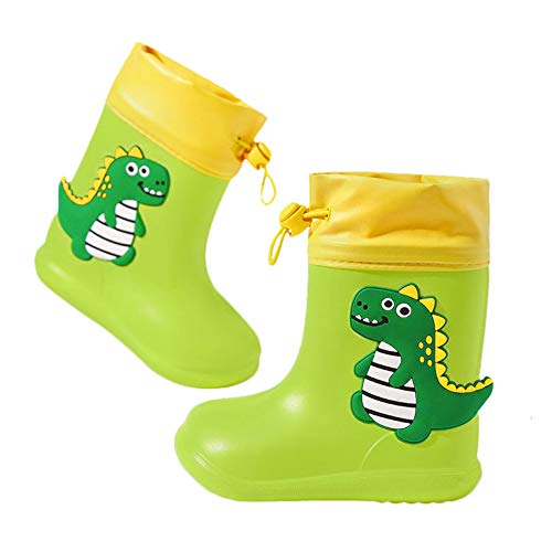 Botas de Agua Unisex Niños Niñas Luces Wellington Botas de Lluvia Impermeable y Antideslizante Rain boots 106 verde EU 24/25 (Tamaño de la etiqueta 160)