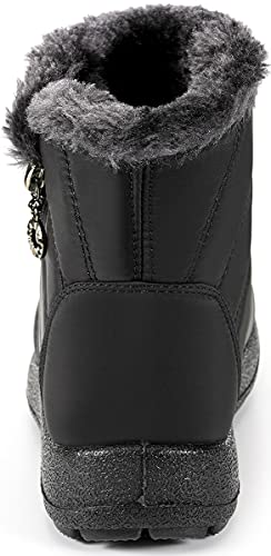 Botas de Nieve para Niños Invierno Calentar Forradas Botines Niña Niño Impermeables Planas Botas Suave Antideslizantes Negro#2 29.5 EU = 30 CN