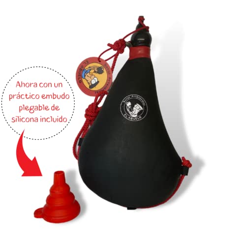 Botas el abuelo. Bota de vino de piel con interior en latex. Apta para todo tipo de bebidas. Realizada artesanalmente con piel de cabra de curtición vegetal y triple cosido. (1 Litro)