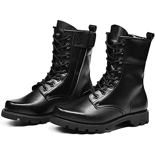 Botas Militares para Hombres Botas Negras de Combate para Evitar Colisiones de CañA Alta Botas TáCticas de Cuero Impermeables Zapatos de Trekking Antideslizantes Transpirables