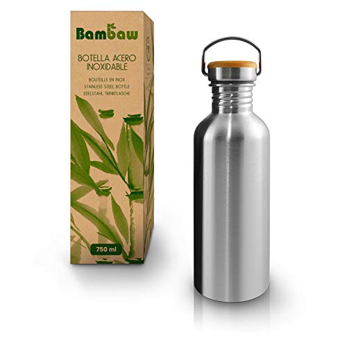 Botella Agua Acero Inoxidable 750ml | Botella Reutilizable | Cantimplora Acero Inoxidable | Botella Metálica | Fácil De Limpiar | Botella BPA Free | Botella portátil | Botella Camping | Bambaw