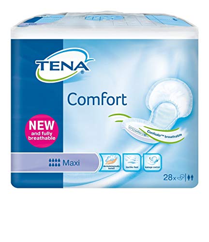 Bragas Compresas para incontinencia Case Saver 2 x TENA Comfort Maxi tacto agrietada grandes rilievi contorno (2400ml) – Paquete de 28