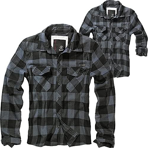 Brandit Check-Camiseta Camisa, Gris-Negro, M para Hombre