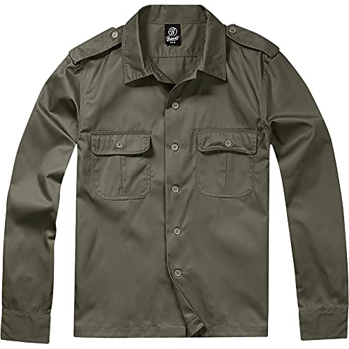 Brandit US Hemd Langarm Camisa, Olive, XL para Hombre