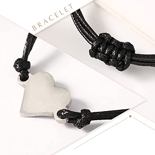 Branets Juego de pulseras para madre e hija para mamá y mí, pulsera a juego con corazón de amistad, pulseras de deseos de larga distancia, regalo de joyería hecha a mano para mujeres y niñas