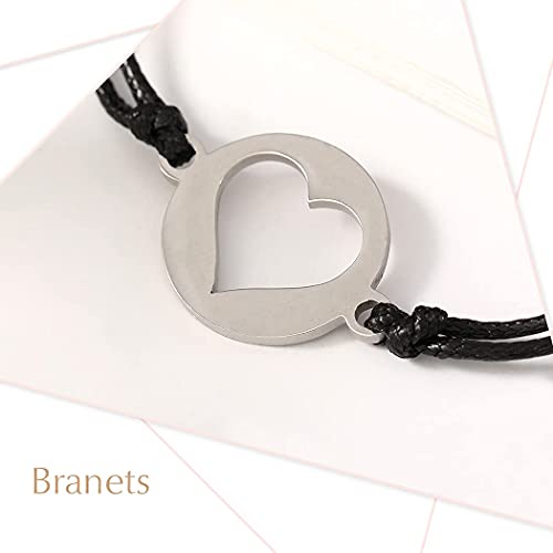 Branets Juego de pulseras para madre e hija para mamá y mí, pulsera a juego con corazón de amistad, pulseras de deseos de larga distancia, regalo de joyería hecha a mano para mujeres y niñas