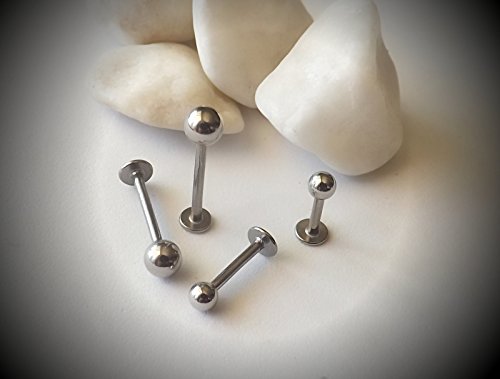 Briana Williams 10pcs 1.2mm 316L Acero Inoxidable Labret Monroe Labio Piercing Tragus Helix cartílago Pendiente Barbell Stud, 6-8 mm Longitud de la Barra