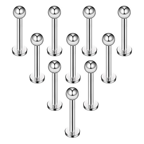 Briana Williams 10pcs 1.2mm 316L Acero Inoxidable Labret Monroe Labio Piercing Tragus Helix cartílago Pendiente Barbell Stud, 6-8 mm Longitud de la Barra