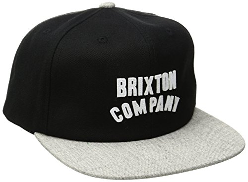 BRIXTON Wood Burn Snapback – Gorra para Hombre, Hombre, Woodburn Snapback, Black/Light Heather Grey, Talla única