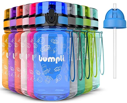 bumpli ® Botella Agua niños - 350ml - Botellas de Agua para niños - a Prueba de Fugas y sin BPA