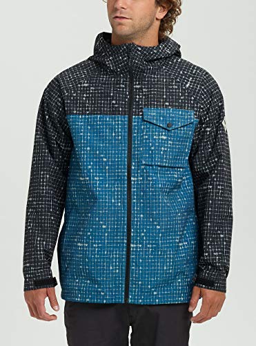 Burton Portal Chaquetas, Hombre, True Black Ripstop/Blue Sapphire Ripstop, XS