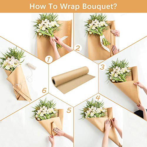 BUZIFU Rollo de Papel Kraft 60 cm x 30 Metros 80g Papel de Embalaje Marrón Grueso para Envolver Paquetes, Cajas, Regalos, Flores, Patrones, Hacer Manualidades, Patronsjes, para Cubrir Suelos y Muebles