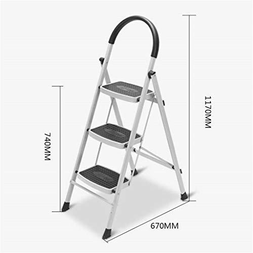 C-J-Xin Blanco Tres Escalera plegable, escaleras de tijera Escalera multiusos ultrafina/for jardín jardinería poda Escalera de casa (Color : White, Size : 67 * 117cm)