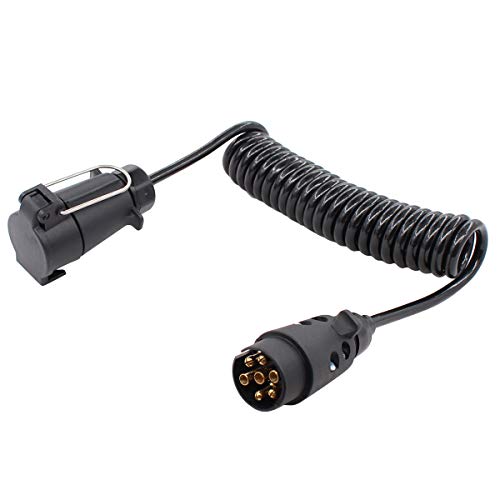 Cable alargador en espiral para remolque, 12 V, 7 pines, 3 m, adaptador para toma de remolque, para coche, caravana, color negro