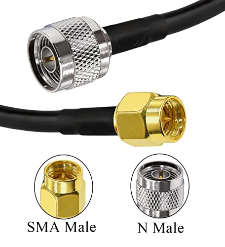 Cable coaxial de SMA a N RG58 3.3 pies (1M) TUOLNK Cable de extensión de antena WiFi de baja pérdida Cable coaxial negro SMA macho a N macho de 50 ohmios para antena de radioaficionado 3G 4G LTE