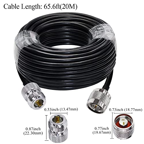 Cable tipo N RG58 65.6ft (20M) TUOLNK Conector N Macho a N Hembra Cable de extensión Cable N de baja pérdida Macho a hembra Cable de puente negro para enrutador Wifi Antena 3G 4G LTE