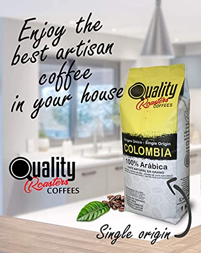 Café en grano natural. 100% Arabica. Origen único Colombia, Tostado artesanal. Tueste Medio. 1Kg