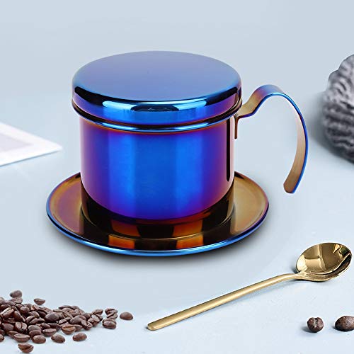 Cafetera Acero Inoxidable Olla Estilo Vietnamita Cafetera Goteo Para Hogar Cocina Oficina Al Aire Libre(Azul)