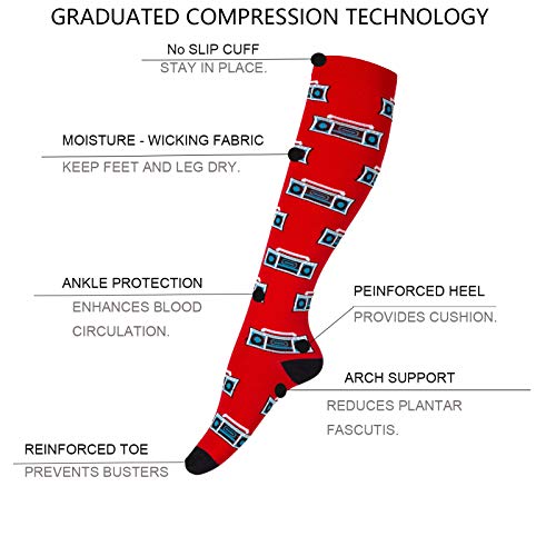 Calcetines de compresión para Hombres y Mujeres (6 Pares), Tubo Largo Antideslizante, Ideales para Correr, enfermería, Senderismo, Viajes y vuelos, Calcetines de 20 a 30 mmHg