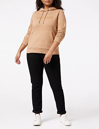 Calvin Klein Core Logo LS Sudadera con Capucha, Soft Camel, L para Mujer