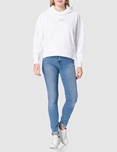 Calvin Klein Jeans Sudadera con Capucha de Micro Marca Suéter, Bright White, S para Mujer