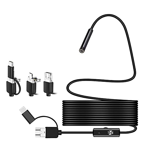 Cámara de Inspección,3 en 1 Cámara endoscópica USB Boroscopio Cámara endoscópica Impermeable con 6 Luces LED para PC/portátil/Ordenador/Android/Teléfono/Tableta Dispositiv(2m)