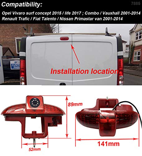 Cámara de la lámpara de Freno la cámara del Techo Superior del Tercer Techo Coche Cámara de Reserva para Opel Vivaro Surf Concept/Life/Combo/Vauxhall/Renault Trafic/Fiat Talento/Primastar Van