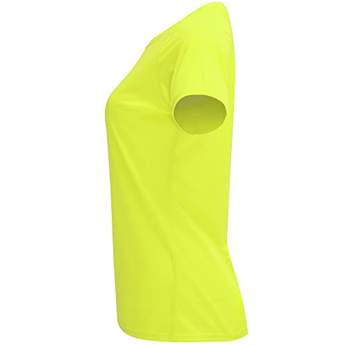 Camiseta Técnica Deporte Manga Corta para Mujer - Camiseta Deportiva Tejido Control Dry Flexible, Ligera y cómoda (2XL, Amarillo)