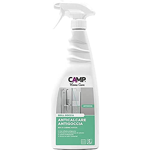 Camp BRILL DUCHA, Detergente Limpiador de Ducha Spray AntiCal y Antirrompa, Protector Antical para Cabina de Ducha, Elimina la cal y ralentiza su formación, 750ml