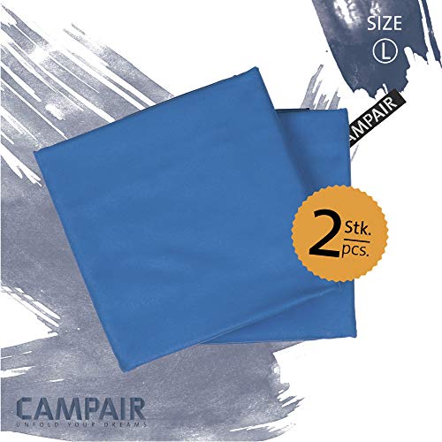 CampAir Conjunto de 2 Toalla de Microfibra con Bolsa de Malla, L 60x 120cm, Azul