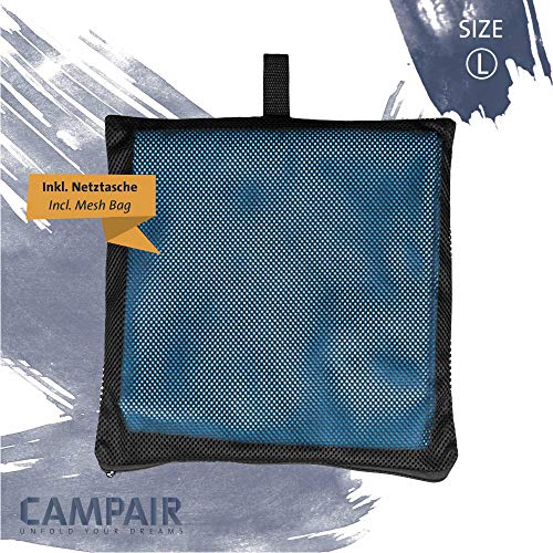 CampAir Conjunto de 2 Toalla de Microfibra con Bolsa de Malla, L 60x 120cm, Azul